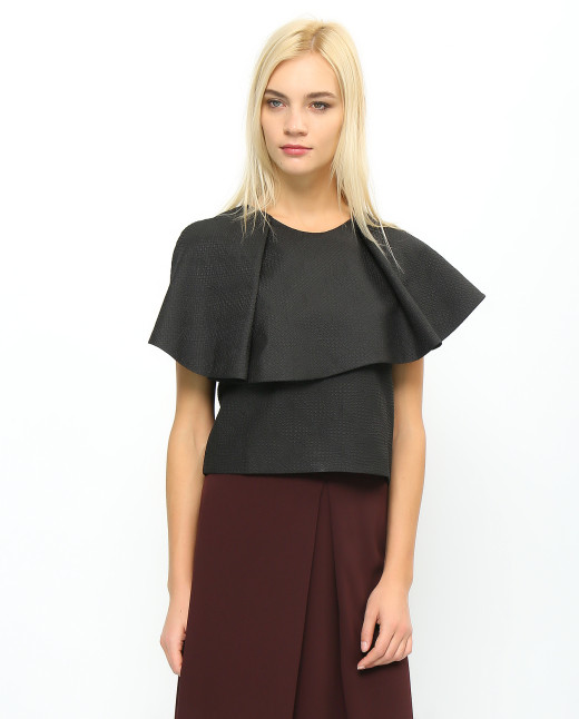 Блуза с асимметричным воротником - Модель Верх-Низ