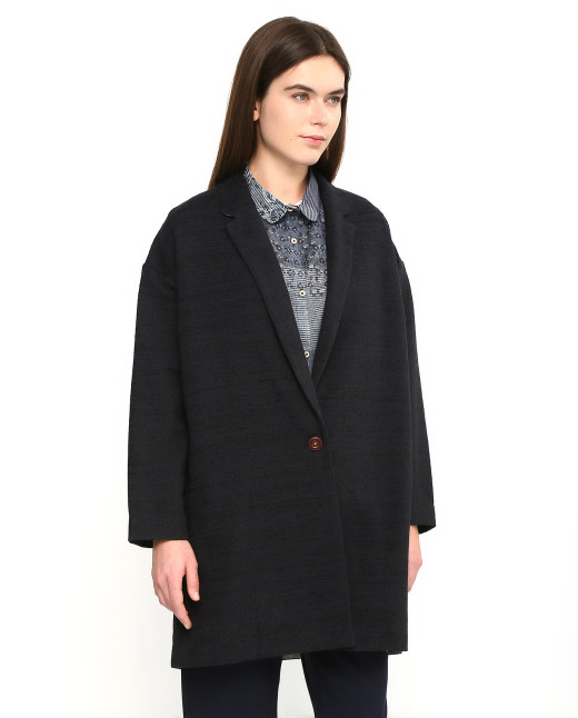 Пальто с одной пуговицей и боковыми карманами - Модель Верх-Низ