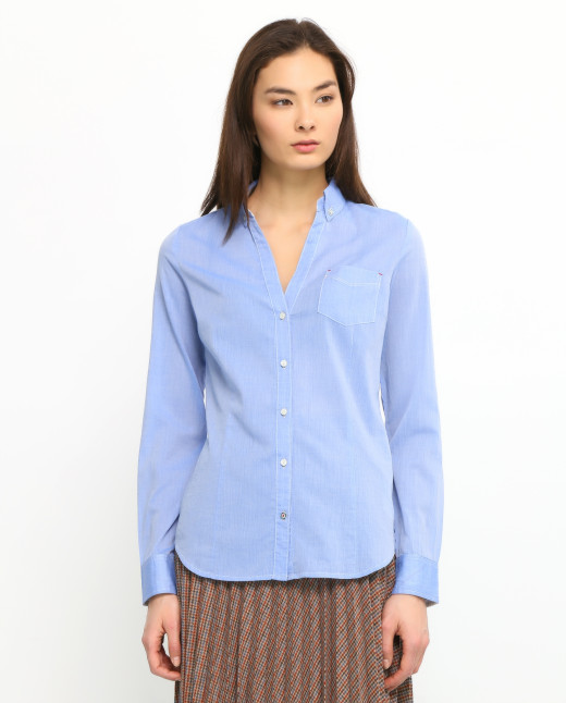 Блуза из хлопка с V-образным вырезом - Модель Верх-Низ