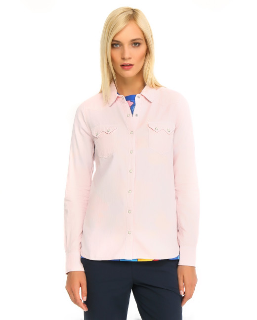 Рубашка из хлопка с двумя боковыми карманами - Модель Верх-Низ